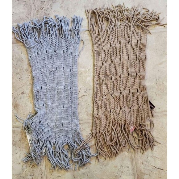 Pair of Kimberly C Knit Neck Scarves Tan and Gray Women's Collar Scarf 8x22 NWT - Picture 3 of 16